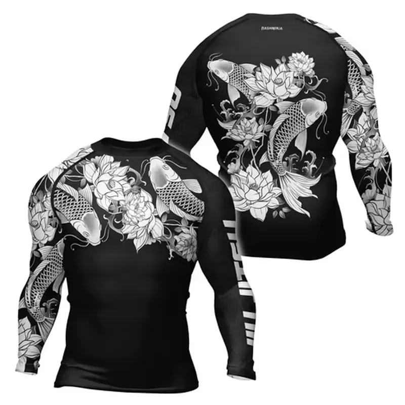 3D Long Sleeve Men's Retro Qui - Rash Guard 评论和价格